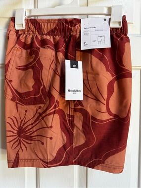 Goodfellow & Co Men’s Orange Floral Swim Trunks medium 5”inseam above knee